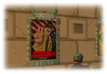 تبلیغات داخل یک سینما در یک بازی رایانه ای ساخت امریکا